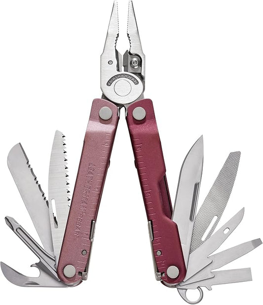 LEATHERMAN, Rebar Multitool with Premium Replaceable Wire Cutters and Saw, Heathered Cranberry