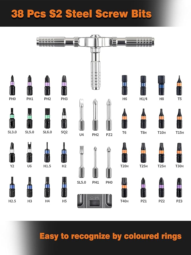 40 in 1 Magnetic Screwdriver Set with Multi Drive Bits, DIY Ratchet Screwdriver Set with Detachable Ratchet Handle, Portable Compact Repair Tool Kit for Electrical and Furniture Assembly