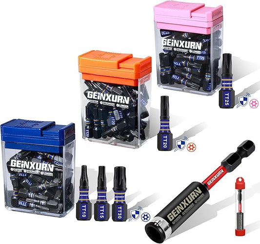 Impact Security Torx Screwdriver Bits Set,90 Pcs 1" Magnetic (TT10/TT15/TT20/TT25/TT30) S2 Steel Multi Hollow Star Driver Bits with Colorful Box