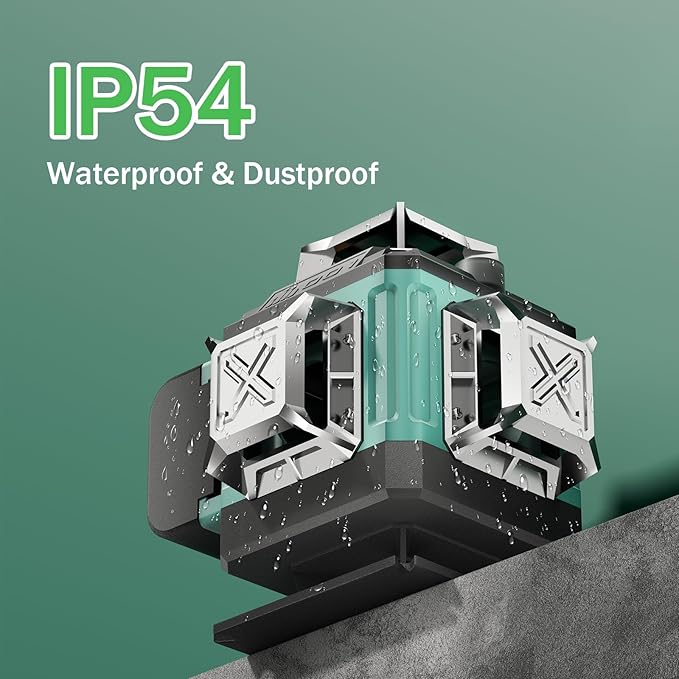 16 Lines Laser 360 Level Self Leveling, 4x360° Professional 4D Green Cross Line laser Level for Construction and Picture Hanging with 2 Batteries,Magnetic Bracket & Remote Control