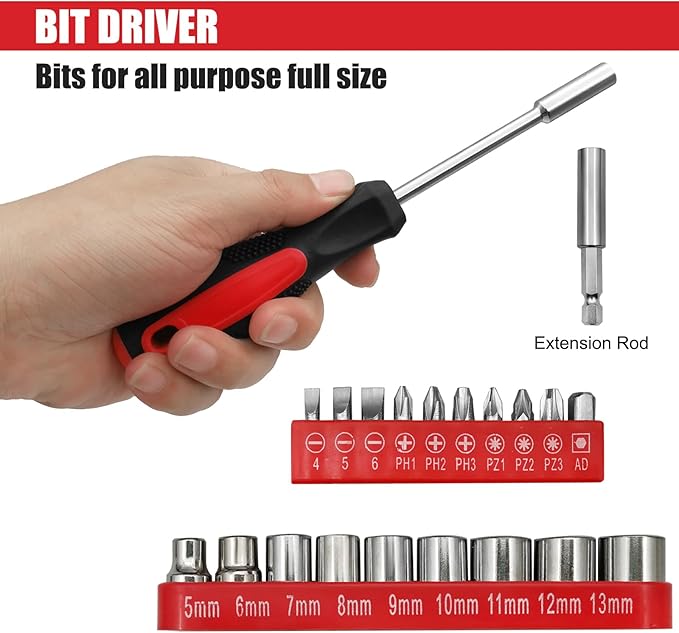 43 PCS Household Tools Kit with Plastic Toolbox, Portable and Lightweight Basic Home Tool Set, Emergency tool Kit with General Tools, Comprehensive Tool Box for College Students, Household Use