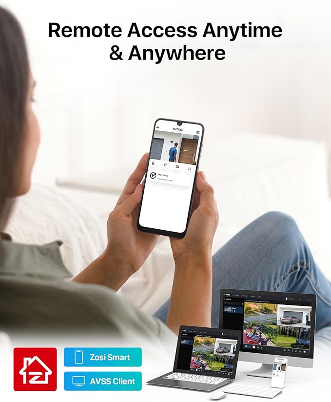 ZOSI 3K Lite 16CH Security Camera System with AI Human Vehicle Detection,Night Vision,8pcs Wired 1080P Outdoor Indoor Weatherproof Cameras,H.265+ 16 Channel CCTV DVR with 2TB HDD for 24/7 Recording