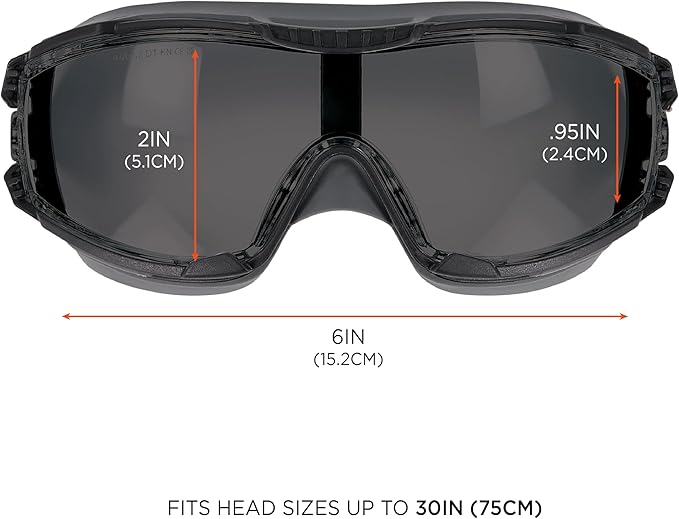 Ergodyne Skullerz Arkyn Protective Dust Safety Goggle, Non-Vented, Anti Fog, Scratch Resistant, Adjustable Elastic Strap