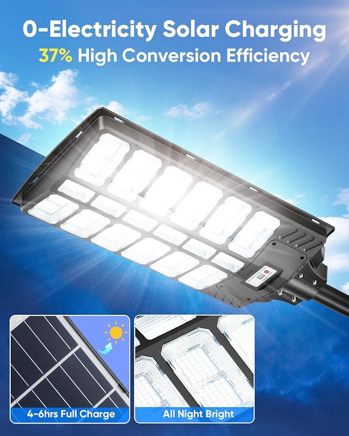 5000W Solar Street Lights Outdoor 500000LM 936PCS LED Commercial Parking Lot Lights Dusk to Dawn Waterproof Solar Security Flood with Motion Sensor and Remote for Yard Warehouse Garage Driveway