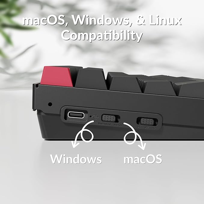 Keychron K2 75% Layout QMK Wireless and Wired Options Mechanical Keyboard Super Red Switch, RGB Backlight with Shine-Through Double-Shot PBT Keycaps for Mac Windows-Version 3
