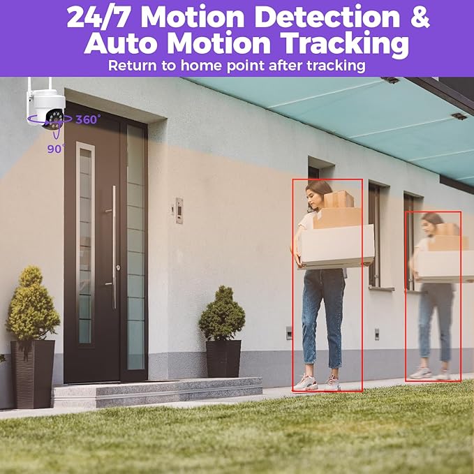 xmartO 16CH 16-Camera WiFi6 Security Camera System Wireless Outdoor/Indoor, 10CH 4K NVR with 4X 2K HD Dual Lens Cameras with Auto Tracking, 1TB HDD (Plug-in 24/7 Surveillance, Long Range WiFi)