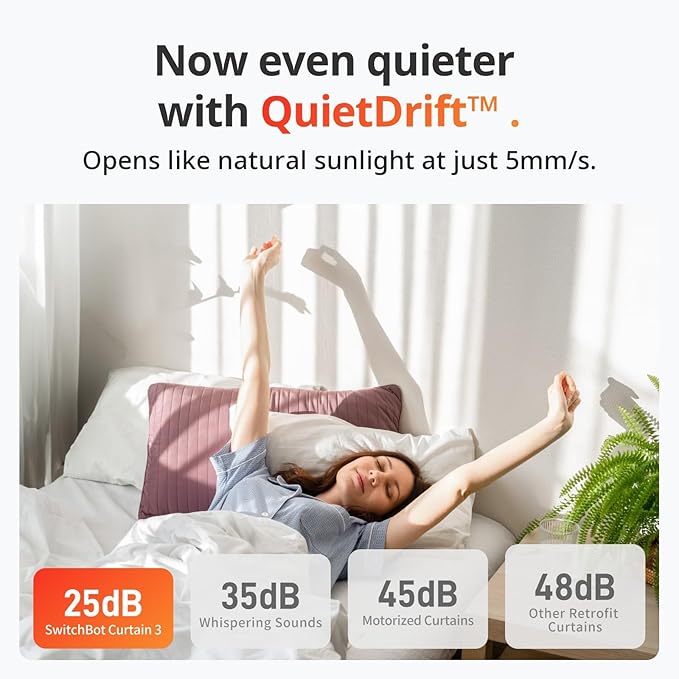 SwitchBot Automatic Curtain Opener - Bluetooth Remote Control Smart Curtain with App/Timer, Upgraded High-Performance Motor, Add SwitchBot Hub to Work with Alexa, Google Home, HomeKit