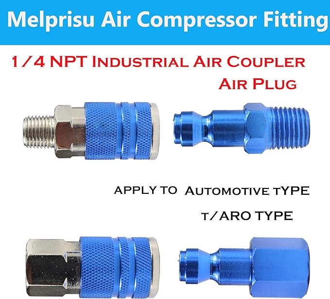 Type C Air Fittings Connect Automotive Air Plug & Coupler Set 14PCS Air Hose Fittings for Air Compressor Fittings Kit Aluminum T/Auto Air Fitting Set