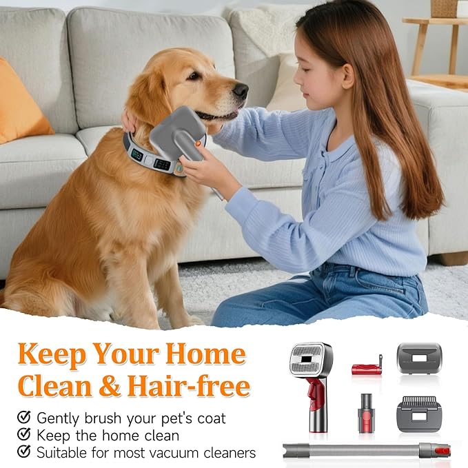 3-in-1 Pet Dog Grooming Attachment Kit, Deshedding Brush Attachment for V15, V11, V10, V8, V7 – Effective Grooming & Cleaning – Hair Grooming Tools for Dog and Cat, 6 Pack