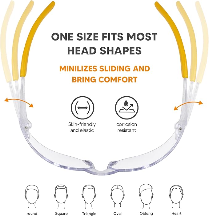 Clear Safety Glasses 24PK, Protective Eyewear Polycarbonate Lens with Rubber Temples ANSI Z87.1 Anti-Scratch Impact Resistant Eye Protection for Man Woman Clear Lens/Yellow Frame