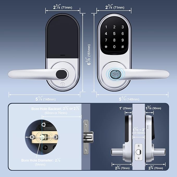 Smart Door Lock with Handle and Keypad: Dermum Keyless Entry Door Lock, Digital Door Keypad for Front Door, Auto Lock, Easy to Install