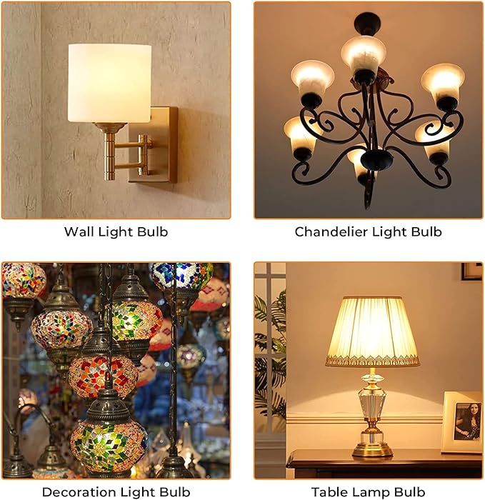 Leools E26 LED Bulb 6W Equivalent E26 Bulb 60 watt Warm White 2700K Amber E26 Edison Bulb dimmable AC120V 600lm Tubular T14 T45 LED Bulb for Pendant, Sputnik,Vanity,Wall sconces Pack of 6