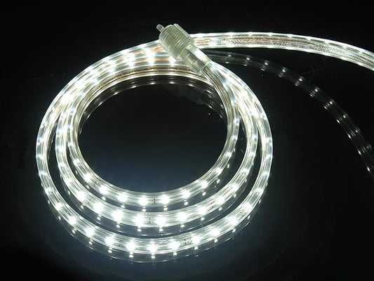 UL Listed, 50 Feet, 5500 Lumen, 6000K Pure White, Dimmable, 110-120V AC Flexible Flat LED Strip Rope Light, 930 Units 3528 SMD LEDs, Indoor Outdoor Use, Accessories Included, Ready to use