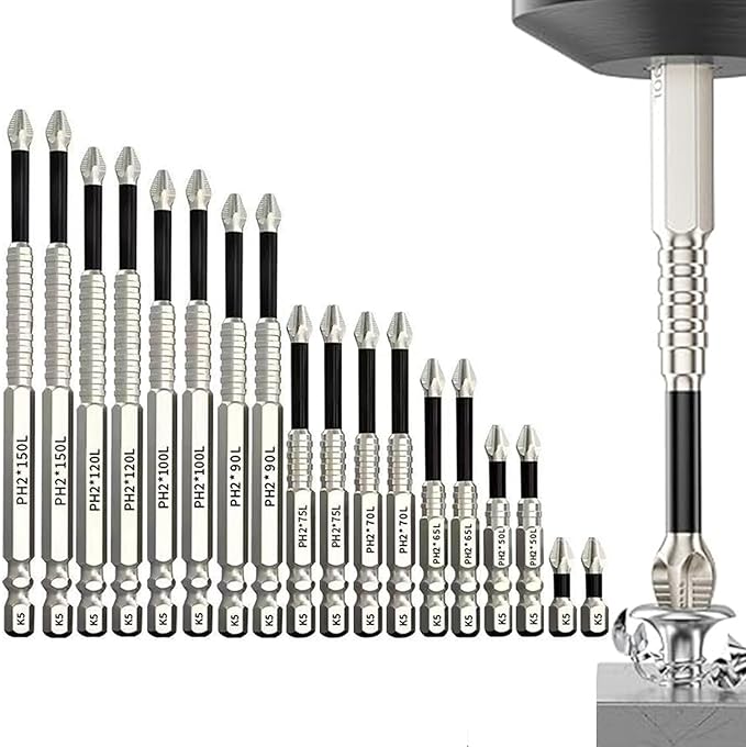High Magnetic Screwdriver Bit Set, 9PCS 25-150mm Anti-Slip Magnetic Drill Bits, Electric Screwdriver Set for Home DIY, Car Repair, Furniture Assembly, 2025 New Upgrade (9)
