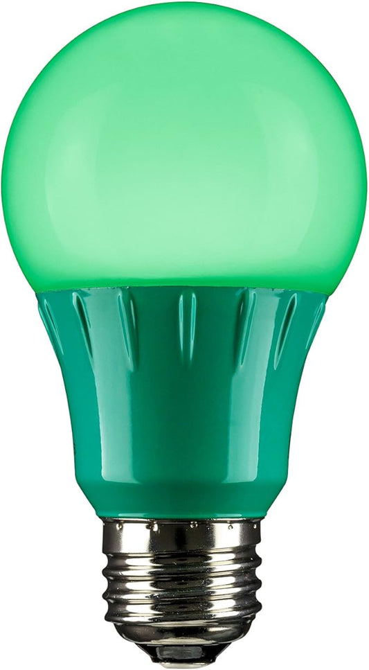 Sunlite 80146 LED A19 Colored Light Bulb, 3 Watts (25w Equivalent), E26 Medium Base, Non-Dimmable, UL Listed, Party Decoration, Holiday Lighting, 1 Count, Green