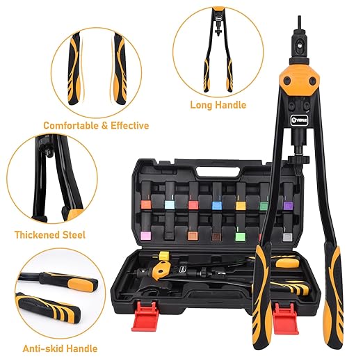 VIGRUE 16'' Rivet Nut Tool Kit Nutserts Rivnut Hand Tool Set with 15PCS Metric & SAE Mandrels and 300PCS Rivet Nuts Assortment
