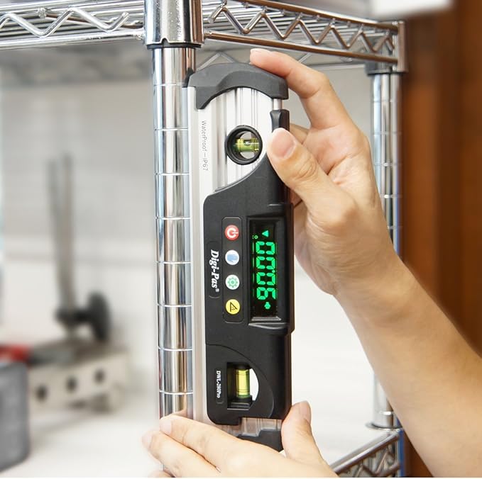 Digi-Pas DWL280PRO Waterproof IP67 Digital Torpedo Level and Protractor, Magnet, LED Bright Display, 9 inch,Black/Silver