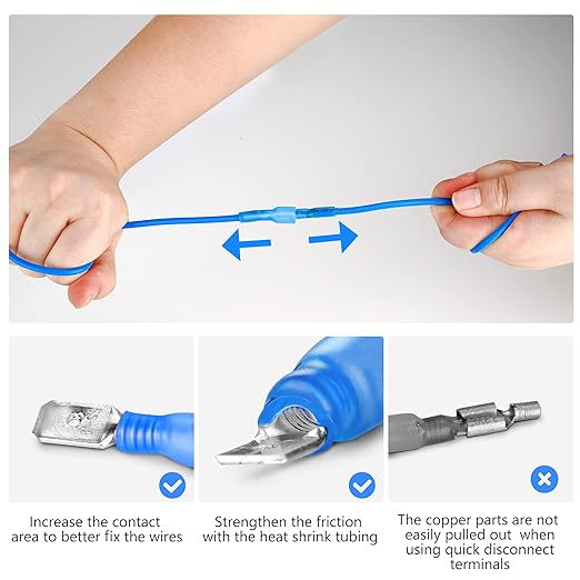 Kuject 260PCS Heat Shrink Wire Connectors Kit, Electrical Waterproof Crimp Butt Terminals, Insulated Spade Connectors for Automotive Marine Boat Truck, Include Rings Forks Spade Butt Splices