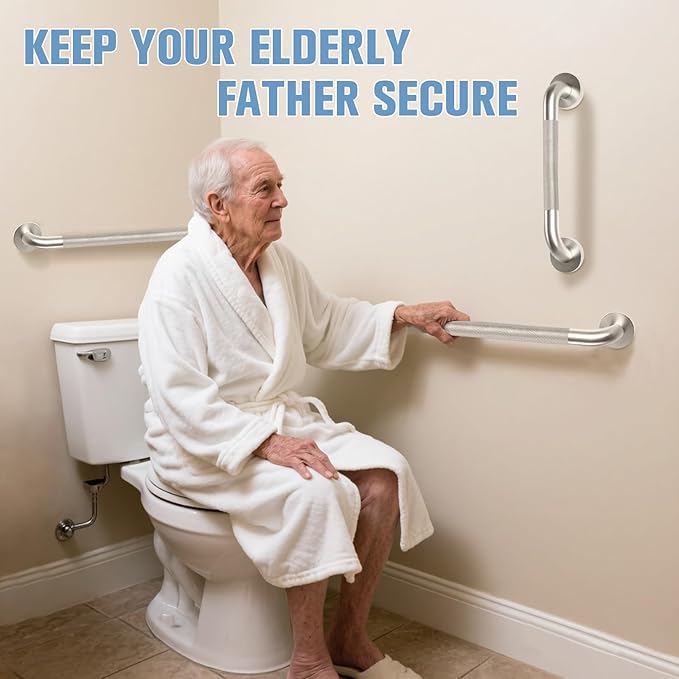 Shower Grab Bar for Seniors 12'' Stainless Steel Safety Grab Bars for Bathtub and Shower Anti-Slip Grip Shower Handle