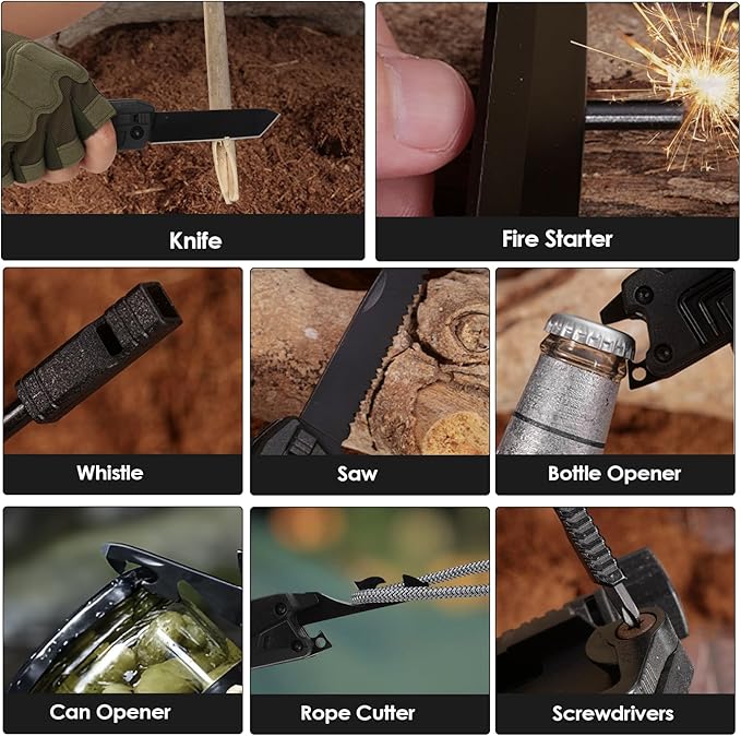 Multitool Knife, Multi Tool Pocket Knife for Men, 17-in-1 Folding Knife Camping Multitool for Hiking, Fishing, Survival, Men Gifts for Birthday Christmas