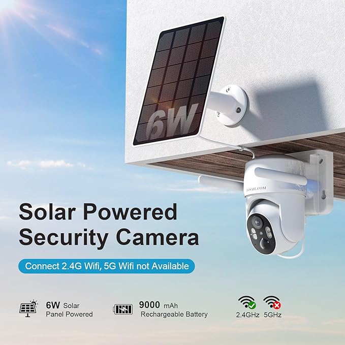 Solar Security Cameras Wireless Outdoor, 360° PTZ Remote Cameras for Home Security Solar Powered, 2K 3MP Security Camera Outdoor Wireless with Spotlight Color Night Vision, PIR Sensor, 2-Way Audio