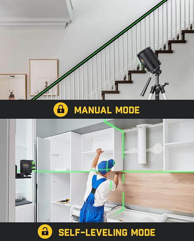 Fanttik D2 APEX Laser Level with Plumb Points, 100 ft Self-Leveling Green Cross Line Laser with LED Display, 170° Horizontal Wide Angle, Magnetic Bracket, for Picture Hanging and Home Improvement