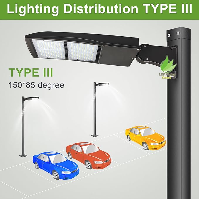 LED Shoebox Lights 300W, 5000K 42000LM 1-10V Dimmable, LED Street Area Lights with Surge Protector for Parking Lot, Football/Tennis Court UL DLC Approved 100-277V