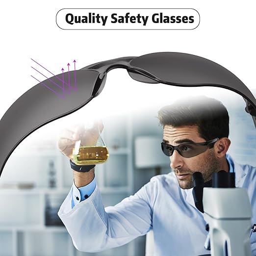 Tinted Safety Glasses Bulk of 10 ANSI Z87.1 Protective Eyewear Scratch-Resistant for Work, Lab, Construction