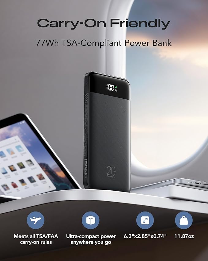 20000mAh Power Bank Fast Charging, Portable Charger with 4 Built-in Cables & 6 Outputs, 20W PD USB C Battery Pack Compatible with iPhone 16/15, Galaxy, Android, iPad & More (Travel Essential)