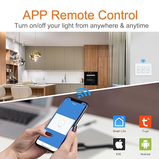 Milfra Smart Switch 3 Gang Alexa Light Switch Smart WiFi Light Switch Compatible with Alexa Google Home and IFTTT, Voice and Remote Control, No Hub Required