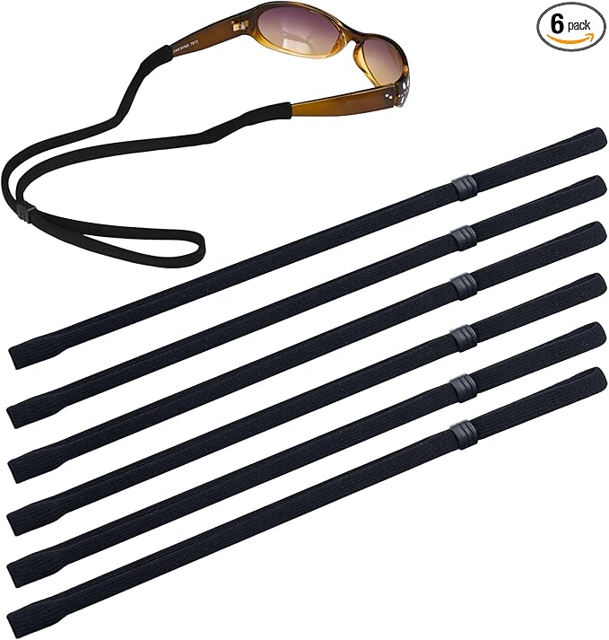 Black Glasses Strap - Universal Size for Adult Kids - Pack of 6