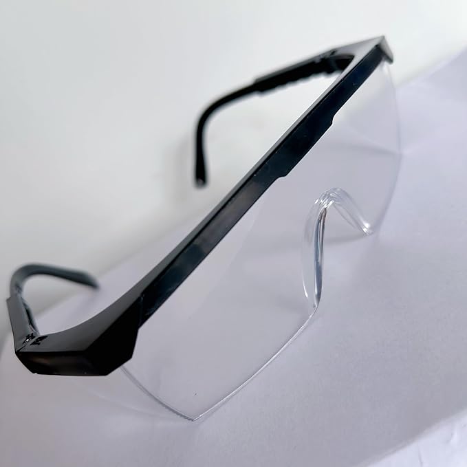 Safety Glasses, Anti-fog, Scratch Resistant Clear Wraparound Lenses and No-Slip Grips, Adjustable, Lab Goggles