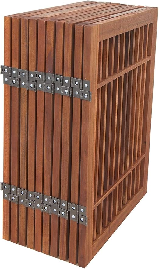 Urnporium Pet Dog Gate Strong and Durable Freestanding Folding Acacia Hardwood Portable Wooden Fence Indoors or Outdoors Foldable pet Barrier for The House (Brown Pet Gate, 10 Panel 24" Tall)