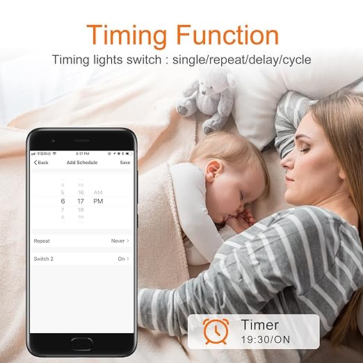 Milfra Smart Switch, Smart Light Touch Switch 2 Gang, Double Smart WiFi Light Switches, Smart Switch 2 Gang Compatible with Alexa and Google Home, Neutral Wire Needed, No hub Required (2Gang)