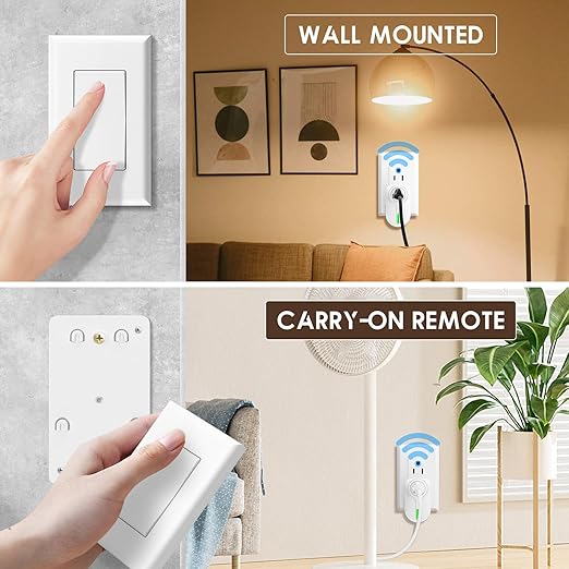 K KASONIC - Wireless Remote Control Outlet, Indoor Remote Light Switch for Plug in Lamp, Small Electrical Appliance up to 100 Feet Away, 10A/1200W Wall Outlet Plug Kit