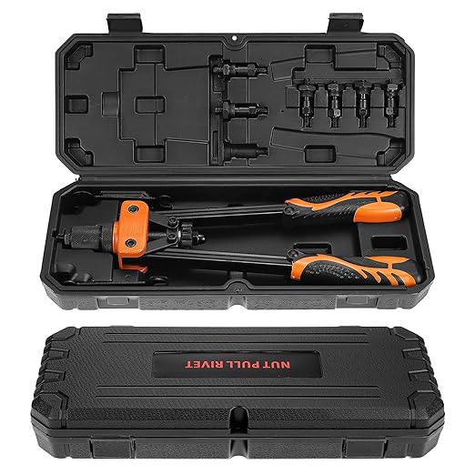 QWORK Rivet Nuts Tool Kit, 14" Hand Rivet Tool with 6 Interchangeable Mandrels and 90 Rivet Nuts, Heat-Treated Chrome Vanadium Alloy