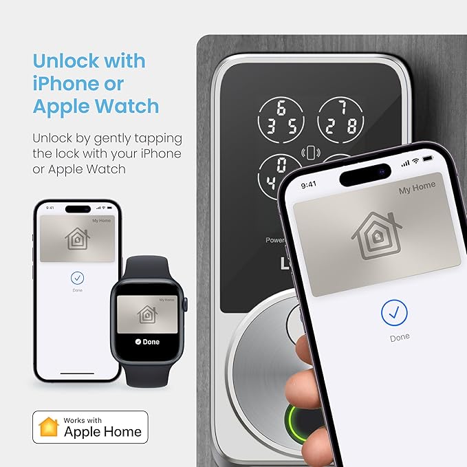 Lockly Secure Pro Zeno Series Smart Door Lock,Fingerprint Keyless Entry Door Lock for Front Door with Apple Home Key,Built-in Wi-Fi,Auto Lock, App Remote Control,IP65 Waterproof,Easy Installation
