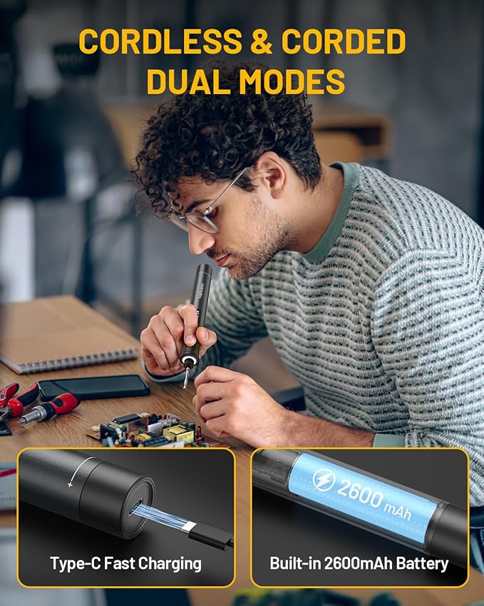 Nefeeko Cordless Soldering Iron Kit, Rechargeable Soldering Iron with Stand, 7s Fast Heating, Auto Sleep/Off, C210 Soldering Iron Tips, Portable Soldering Pen Soldering Gun Kit for Electronics Repair