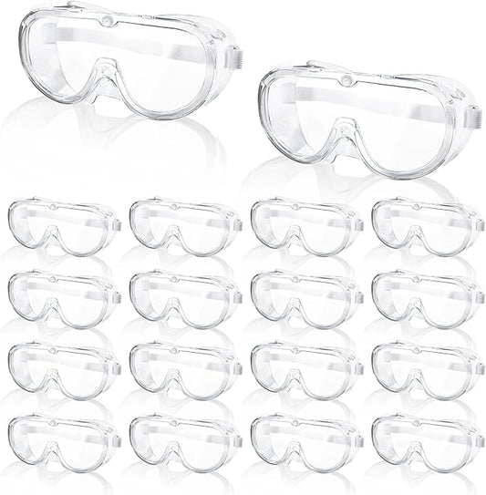 30 Pack Clear Protective Safety Goggles Lab Goggles Over Glasses Anti Fog Lightweight Eye Protection Goggles for Men Women