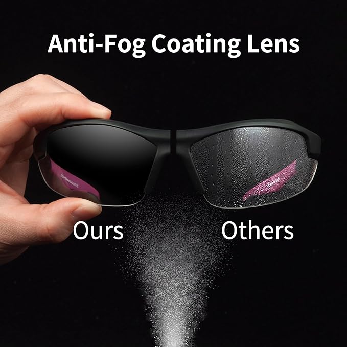 Clear Safety Glasses for Men and Women,Scratch Resistant Safety Goggles,ANSI Z87,100% UV Protection Eyewear,Anti-Fog Eye Protection for Workshop Shooting,Mowing,Sports,Hunting(Purple Clear)