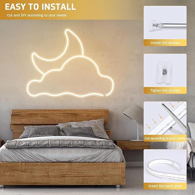 Lamomo LED Neon Lights, 24V Warm White Dimmable LED Rope Lights, 65.6ft Waterproof Flexible LED Strip Lights, Silicone 3000K Neon LED Strip for Bedroom Indoor Outdoor Decor