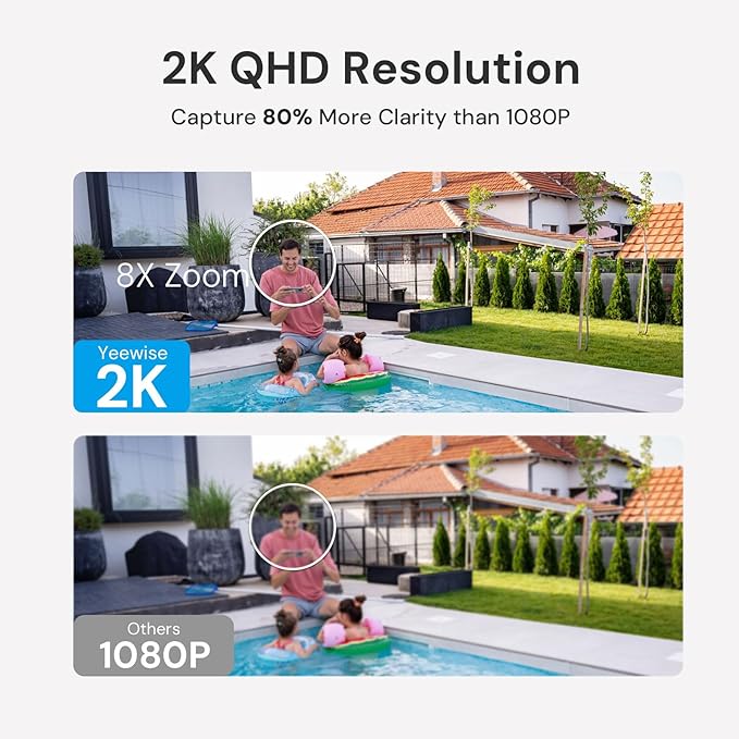 WiFi6 Solar Security Cameras Wireless Outdoor, 2K QHD Home Security System, 2-Cam Kit, 2.4&5GHz WiFi, Color Night Vision, Local Storage, IP66 Weatherproof, Works with Alexa, No Monthly Fees