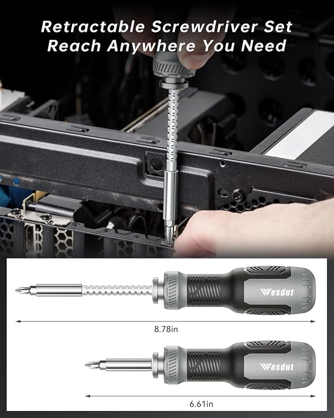 13-in-1 Multi-bit Screwdriver Set Tool All in One, [Super Durable] Screw Driver Set Kit, Flat Head, Philips, Torx, Hex, Square, Repair Kit, Man Gift Nut Driver
