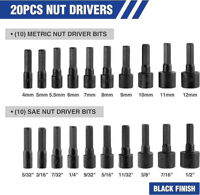 WORKPRO 61PC Magnetic Screwdriver Bits & Nut Driver Set with Organizer Bag, DIY Tools & Equipment for Men Women Mechanic, Herramientas Tool Bit Kit Home Improvement Gift, Metric & SAE