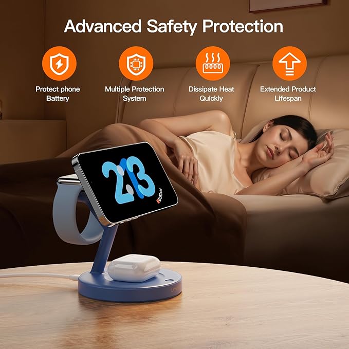 2025 3 in 1 Charging Station for Apple iPhone AirPods Watch with Mag-Safe Charger Wireless Charger Stand for iPhone 1716 15 14 13 12 Series AirPods iWatch Series - Gifts for Wife & Husband