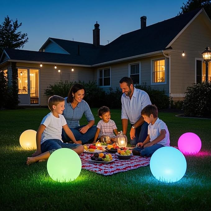 Mr.Go 16-inch Indoor/Outdoor Waterproof Rechargeable LED Glowing Ball Light Orb Globe Lamp w/Remote, 16 RGB Colors 4 Light Effects, Ideal Home Garden Pool Patio Party Ambient Decorative Lighting