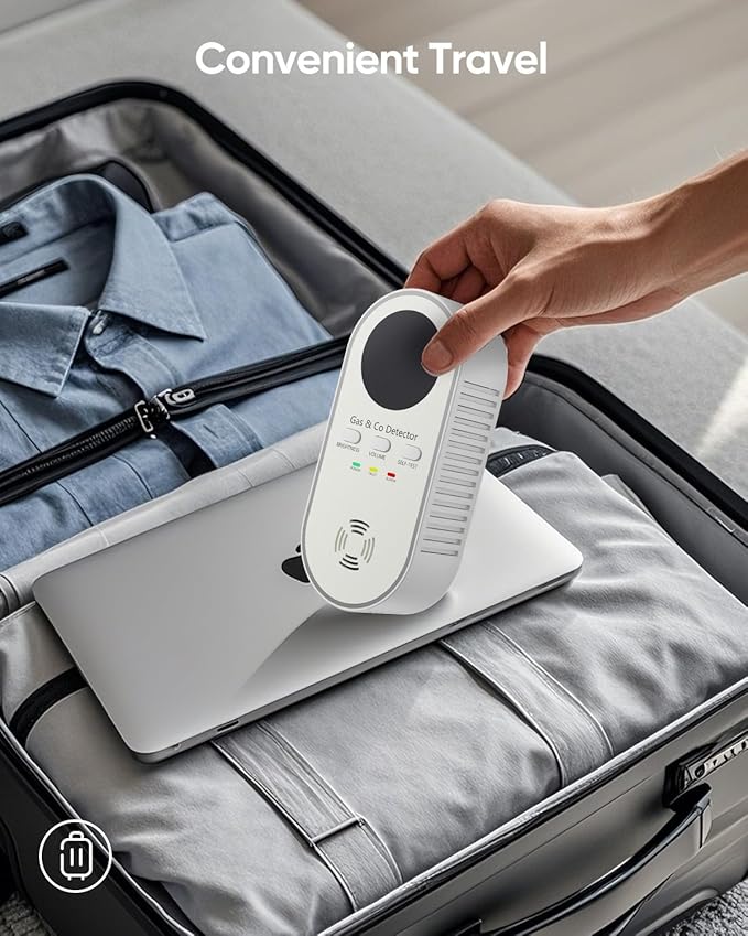 5-in-1 Carbon Monoxide Detectors, Natural Gas Leak Detector, Plug-in & Battery Backup Co Detector, HD Digital Display, CO Gas Temp Humidity Sensor, 2-Pcs, White