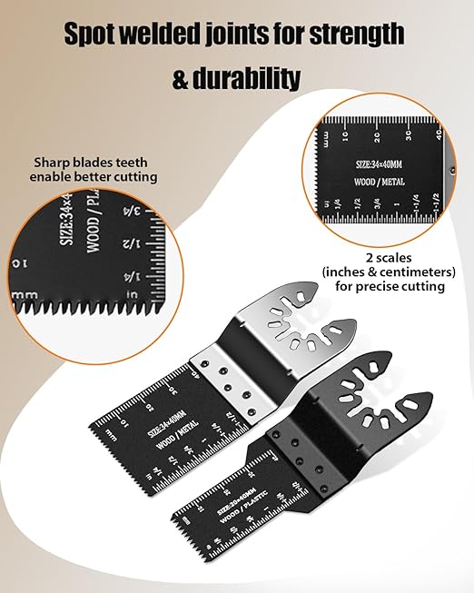 AVID POWER 112Pcs Oscillating Saw Blades Quick Release Oscillating Multitool Blades with Sandpapers Universal Oscillating Tool Accessories for Cutting Metal/Wood/Plastic, Compatible with Most Brands