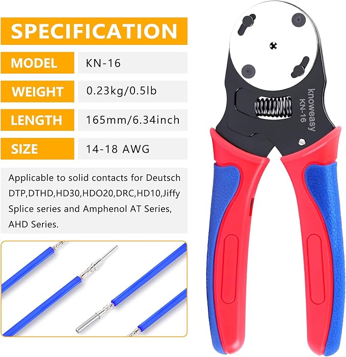 Knoweasy 540PCS Deutsch DT Connectors Kit with KN16 Deutsch Crimper- Automotive Electrical Connector,2/3/4/6/8/12 Pin DT Connectors with Removal Tool for Construction, Truck, Marine