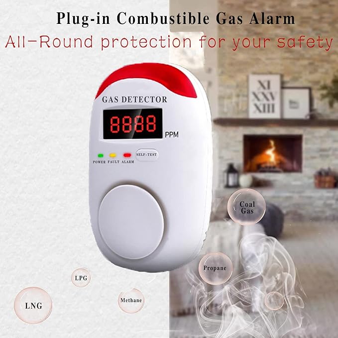 Natural Gas Detector Plug-in Propane Gas Detector for Home & RV Gas Leak Detector for LNG, LPG, Methane.